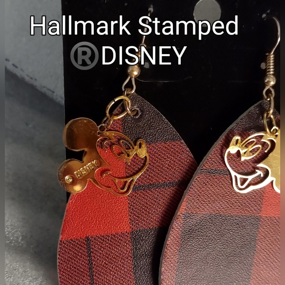 Mickey Goes Buffalo Check Plaid Earrings - Picture 5 of 11
